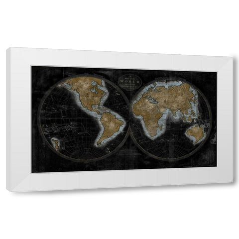 The World In Gold White Modern Wood Framed Art Print by Brennan, Russell