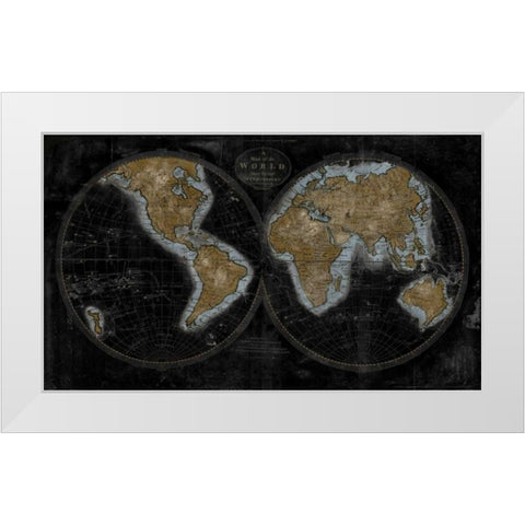The World In Gold White Modern Wood Framed Art Print by Brennan, Russell
