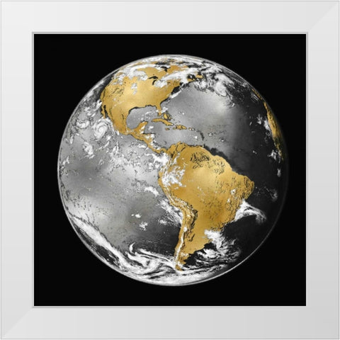 World Turning III White Modern Wood Framed Art Print by Brennan, Russell