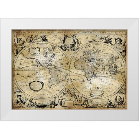 Antique Map I White Modern Wood Framed Art Print by Brennan, Russell