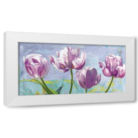 Lilac Tulips White Modern Wood Framed Art Print by Sadler, Robin