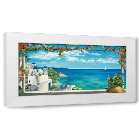 Village in Greece White Modern Wood Framed Art Print by Dominguez, Robert
