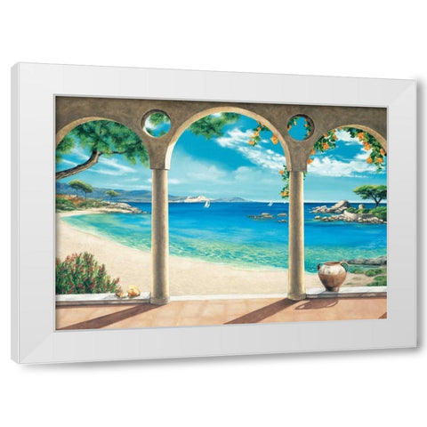 Mediterranean Bay White Modern Wood Framed Art Print by Dominguez, Robert