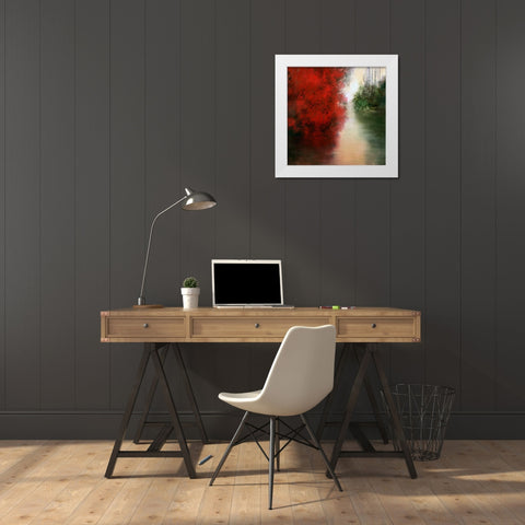 Red Reflections White Modern Wood Framed Art Print by Di Scenza, Ron