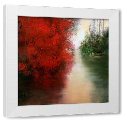 Red Reflections White Modern Wood Framed Art Print by Di Scenza, Ron