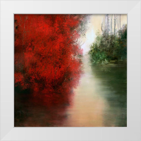 Red Reflections White Modern Wood Framed Art Print by Di Scenza, Ron
