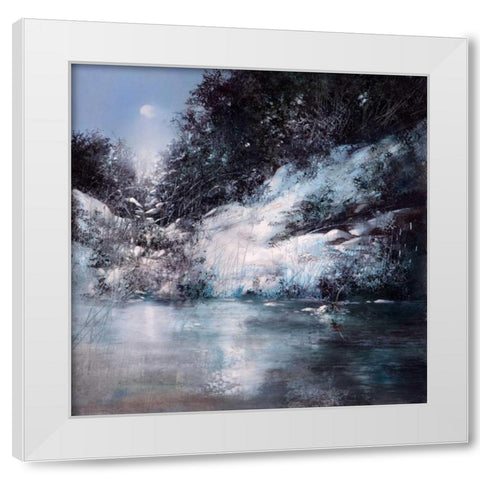Winter Moon White Modern Wood Framed Art Print by Di Scenza, Ron
