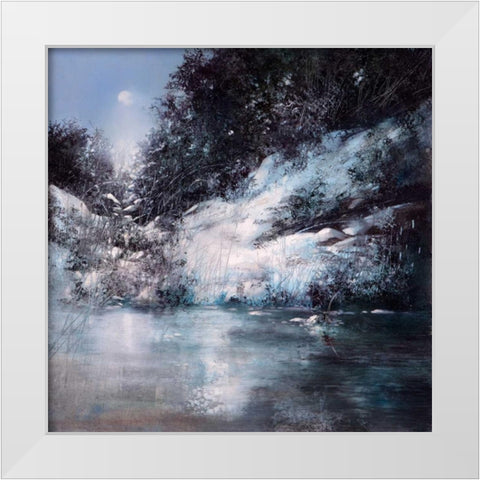 Winter Moon White Modern Wood Framed Art Print by Di Scenza, Ron
