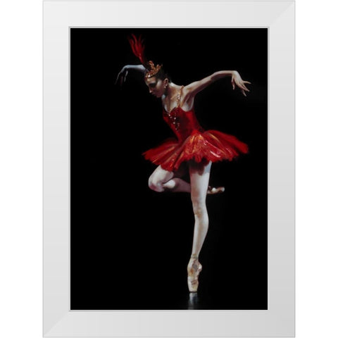 Flamingo Dancer White Modern Wood Framed Art Print by Di Scenza, Ron