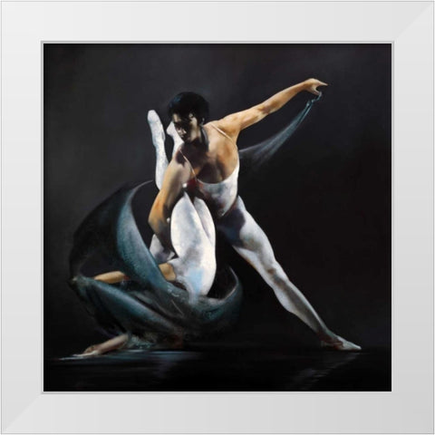 Swish White Modern Wood Framed Art Print by Di Scenza, Ron