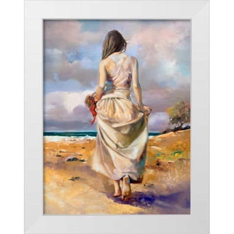 At The Beach White Modern Wood Framed Art Print by Di Scenza, Ron