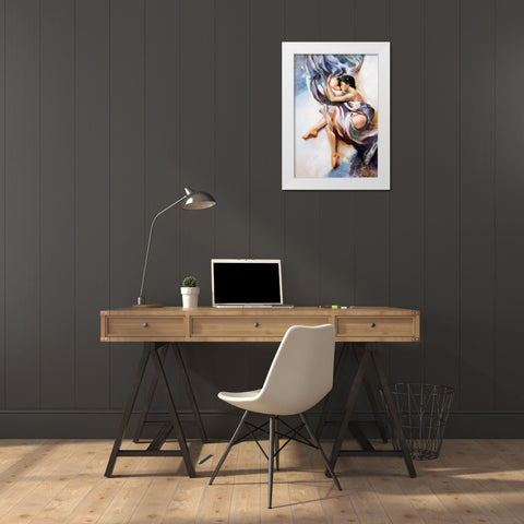 Blue Night White Modern Wood Framed Art Print by Di Scenza, Ron