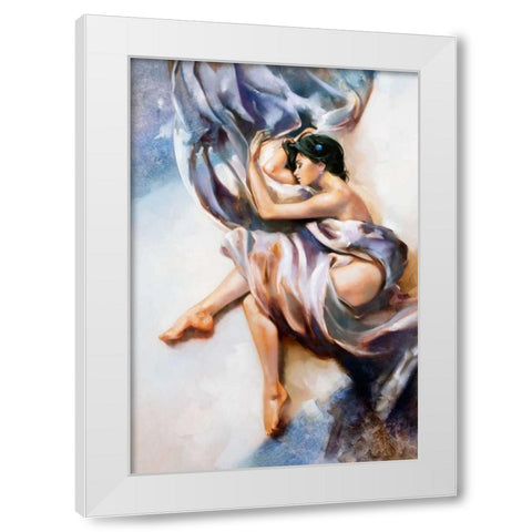 Blue Night White Modern Wood Framed Art Print by Di Scenza, Ron