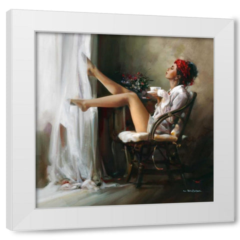 Coffee Break White Modern Wood Framed Art Print by Di Scenza, Ron