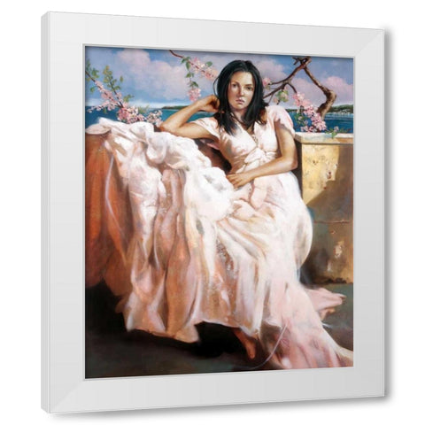 Girl Napoli White Modern Wood Framed Art Print by Di Scenza, Ron