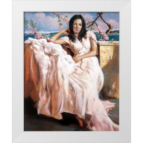 Girl Napoli White Modern Wood Framed Art Print by Di Scenza, Ron