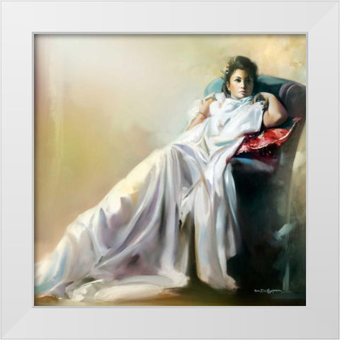 Thinking White Modern Wood Framed Art Print by Di Scenza, Ron