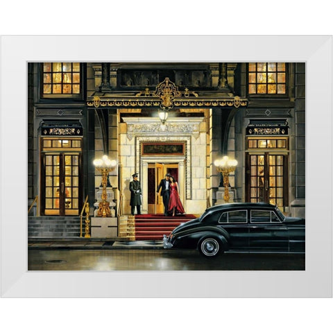 Uptown Night White Modern Wood Framed Art Print by Di Scenza, Ron