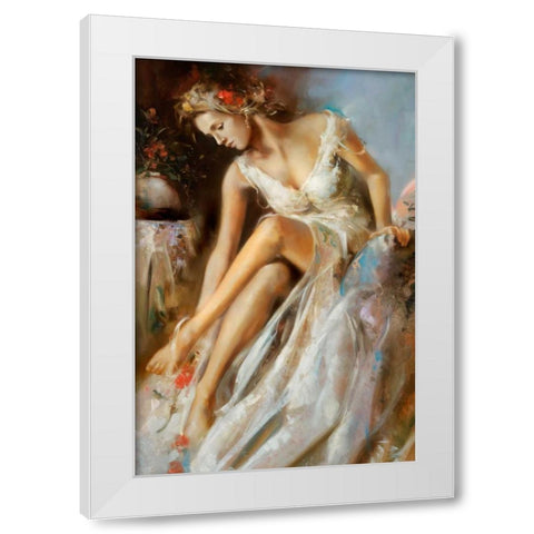 Woman Primavera White Modern Wood Framed Art Print by Di Scenza, Ron