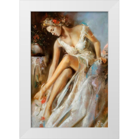 Woman Primavera White Modern Wood Framed Art Print by Di Scenza, Ron