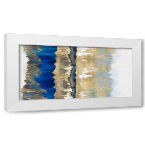 Resonate in Gold and Blue White Modern Wood Framed Art Print by Springer, Rachel