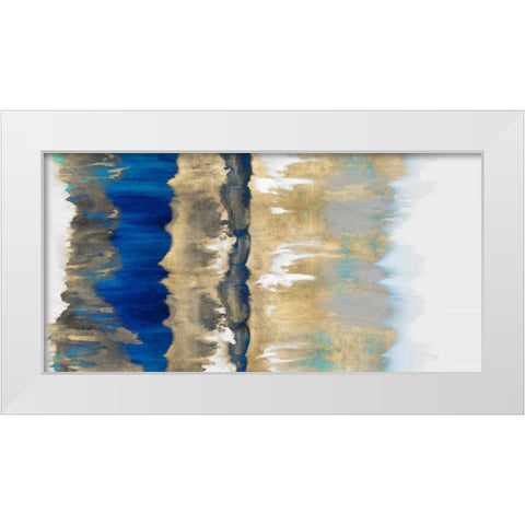 Resonate in Gold and Blue White Modern Wood Framed Art Print by Springer, Rachel