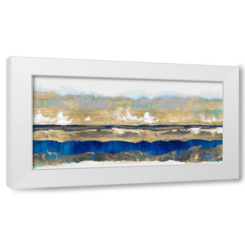 Strata in Blue and Gold White Modern Wood Framed Art Print by Springer, Rachel