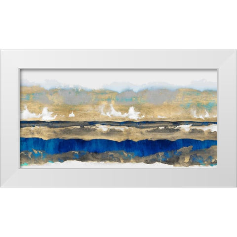 Strata in Blue and Gold White Modern Wood Framed Art Print by Springer, Rachel