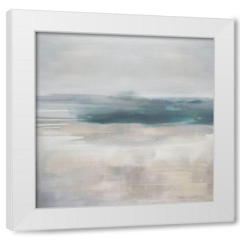 Pause in Aqua White Modern Wood Framed Art Print by Springer, Rachel