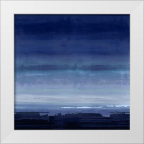 Midnight Blue White Modern Wood Framed Art Print by Springer, Rachel
