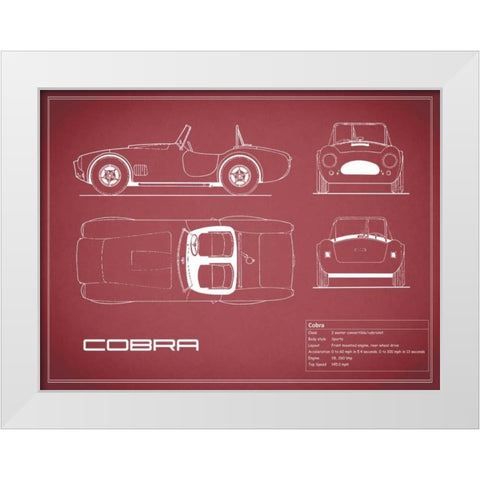 Cobra-Maroon White Modern Wood Framed Art Print by Rogan, Mark