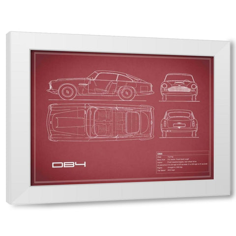 Aston DB4 -Maroon White Modern Wood Framed Art Print by Rogan, Mark