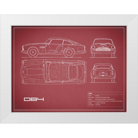 Aston DB4 -Maroon White Modern Wood Framed Art Print by Rogan, Mark