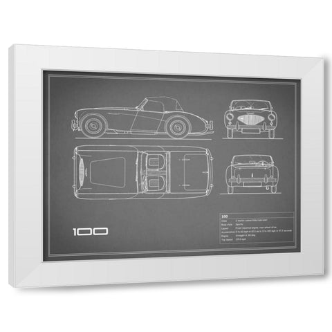 Austin-Healey 100-Grey White Modern Wood Framed Art Print by Rogan, Mark