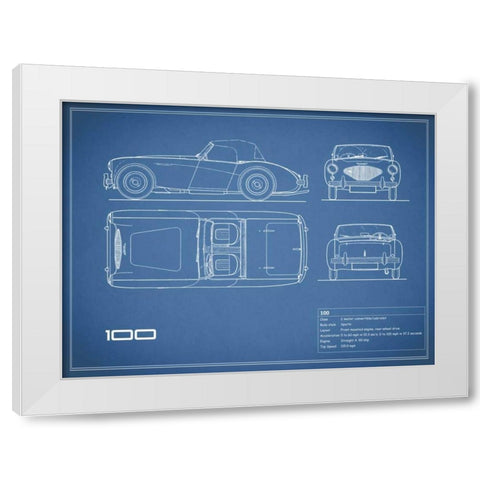 Austin-Healey 100-Blue White Modern Wood Framed Art Print by Rogan, Mark