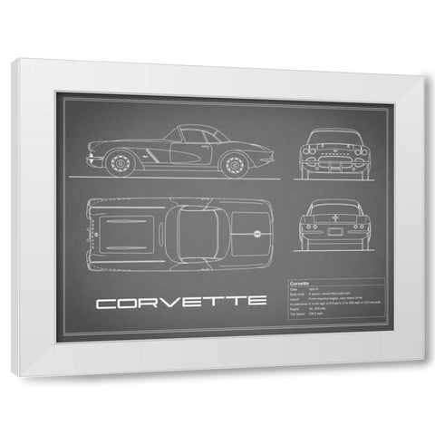 Corvette 33BHP-Grey White Modern Wood Framed Art Print by Rogan, Mark