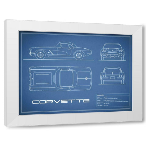 Corvette 33BHP-Blue White Modern Wood Framed Art Print by Rogan, Mark