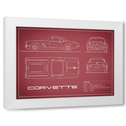 Corvette 33BHP-Maroon White Modern Wood Framed Art Print by Rogan, Mark