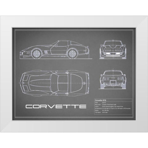 Corvette C3-Grey White Modern Wood Framed Art Print by Rogan, Mark