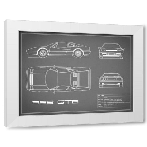 Ferrari 328-GTB-Grey White Modern Wood Framed Art Print by Rogan, Mark