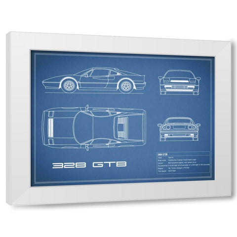 Ferrari 328-GTB-Blue White Modern Wood Framed Art Print by Rogan, Mark