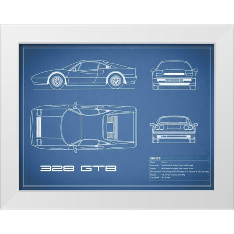 Ferrari 328-GTB-Blue White Modern Wood Framed Art Print by Rogan, Mark