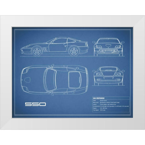 Ferrari 550-Blue White Modern Wood Framed Art Print by Rogan, Mark