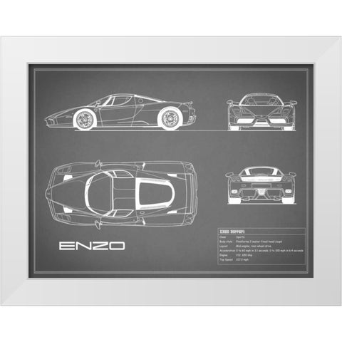 Ferrari Enzo-Grey White Modern Wood Framed Art Print by Rogan, Mark