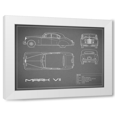 Jaguar MkVII-Grey White Modern Wood Framed Art Print by Rogan, Mark