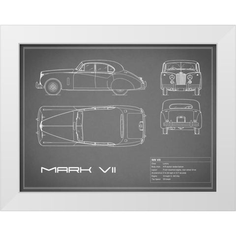 Jaguar MkVII-Grey White Modern Wood Framed Art Print by Rogan, Mark