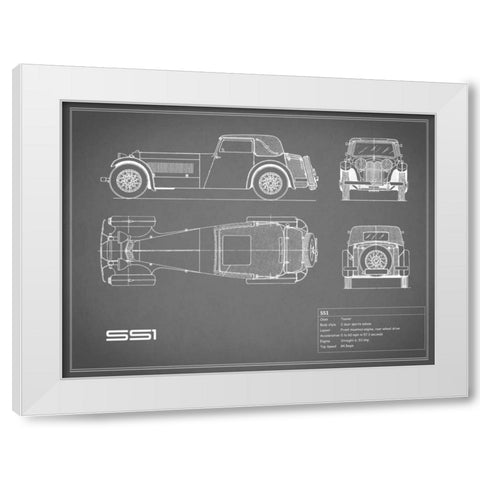 Jaguar SS1-Grey White Modern Wood Framed Art Print by Rogan, Mark
