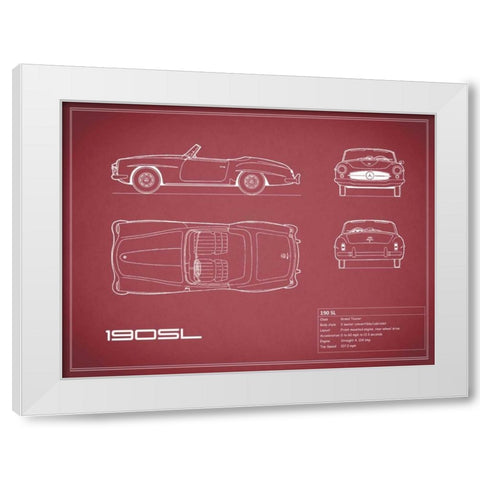 Mercedes 190-SL-Maroon White Modern Wood Framed Art Print by Rogan, Mark