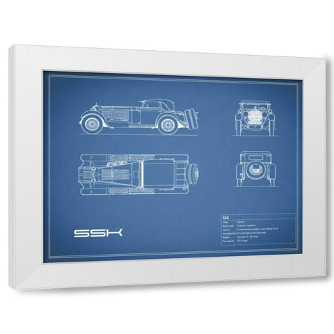 Mercedes SSK-Blue White Modern Wood Framed Art Print by Rogan, Mark