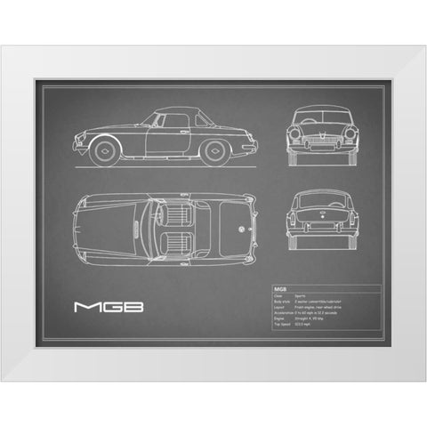 MGB-Grey White Modern Wood Framed Art Print by Rogan, Mark